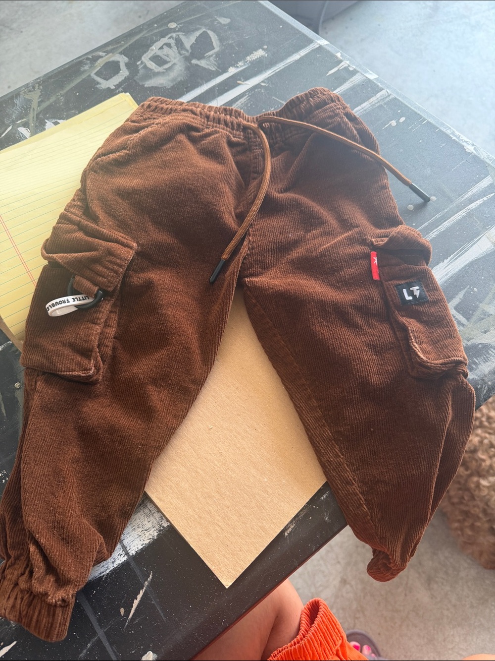 Kids Corduroy Cargo Pants - Brown